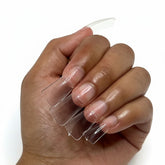 Daboujiebar Duck Tips clear acrylic nail extensions, flared shape for bold creativity.