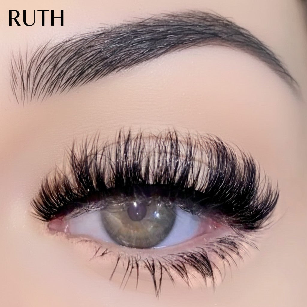 Daboujiebar RUTH soft, full, black strip lashes with a doll eye finish for volume and length.