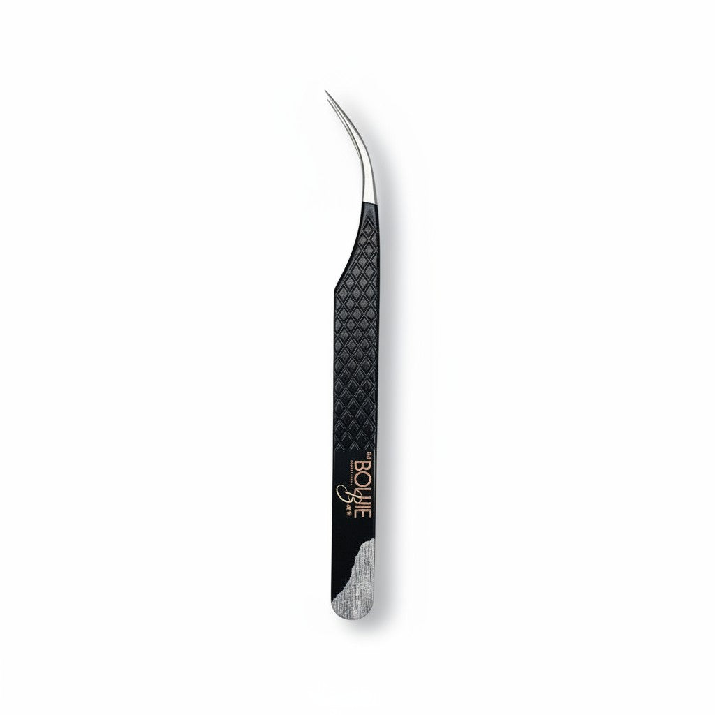 Daboujiebar black fiber grip tweezers with a Bible page tear design, straight tip for precise isolation.