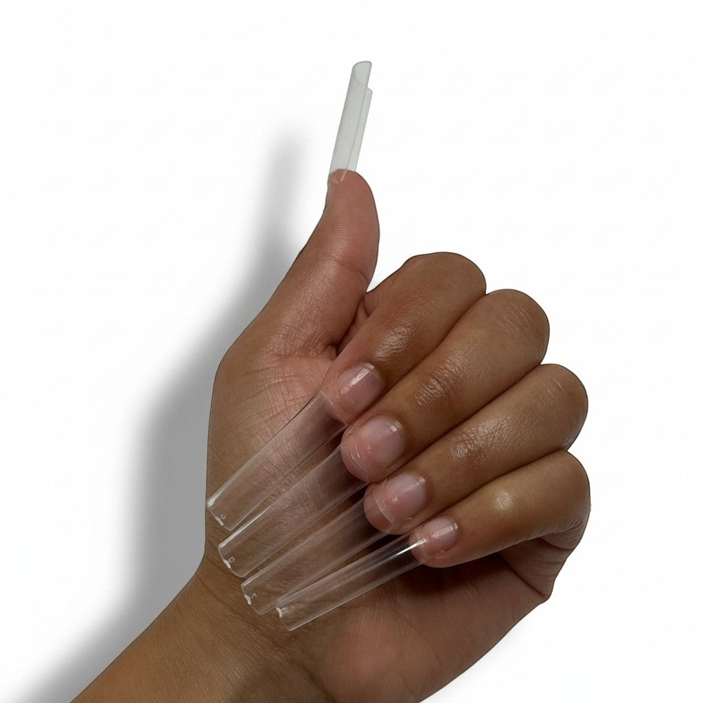 Daboujiebar XXL C-Curve clear acrylic nail tips for extreme sculpted looks. 400 pcs.