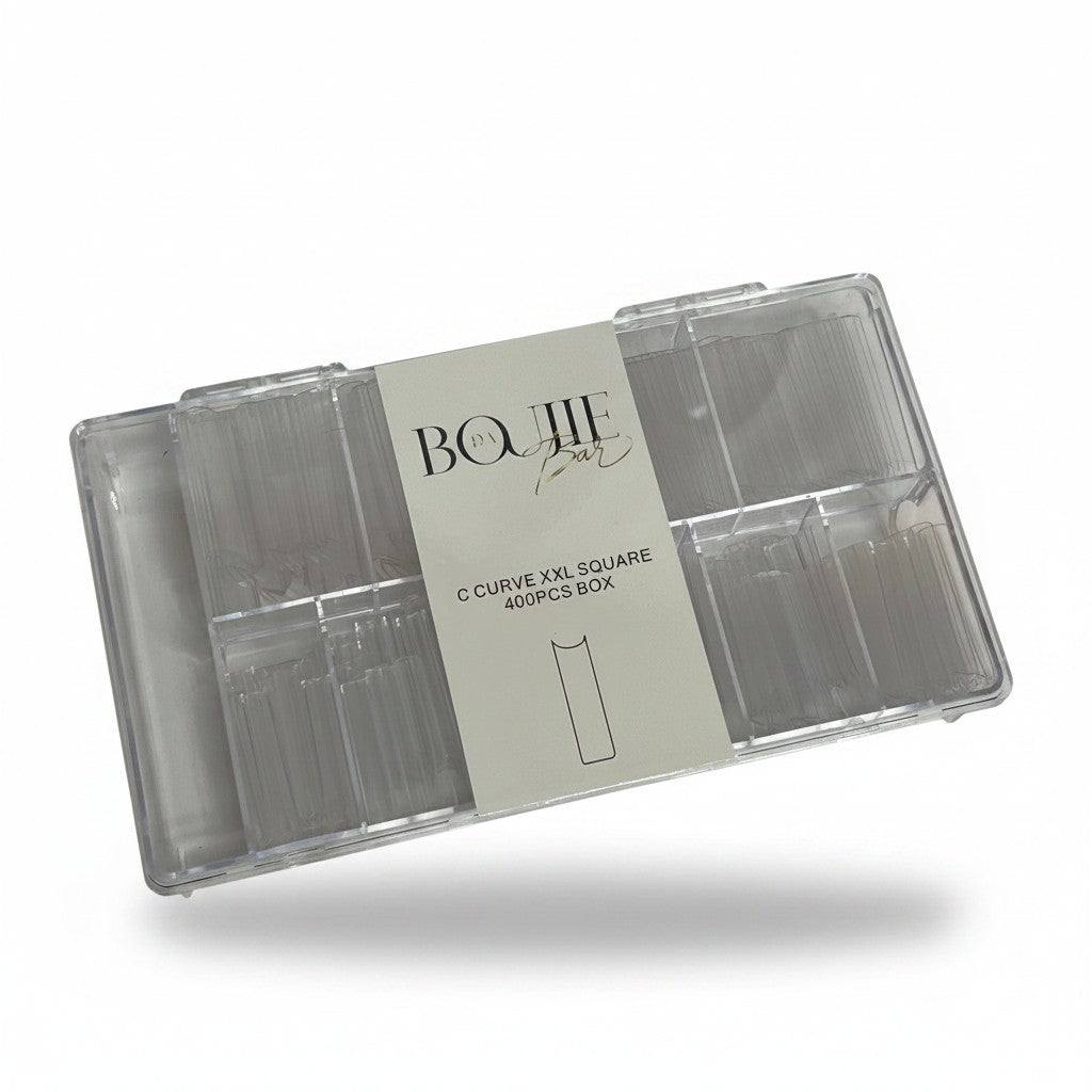 Daboujiebar XXL C-Curve Square Nail Tips, 400 pcs box, clear acrylic