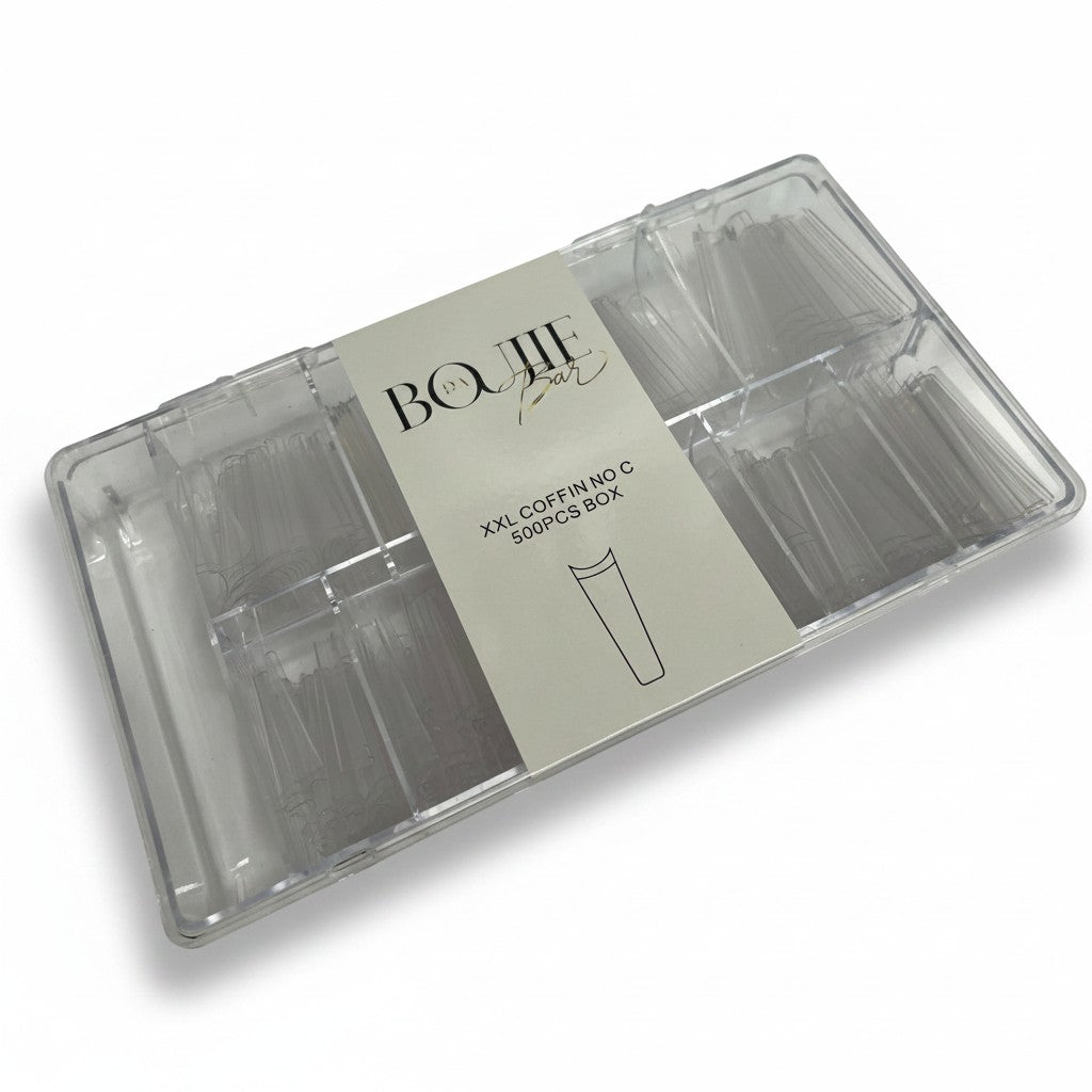 Daboujiebar XXL coffin nail tips, clear acrylic, 500pcs box, no C-curve.